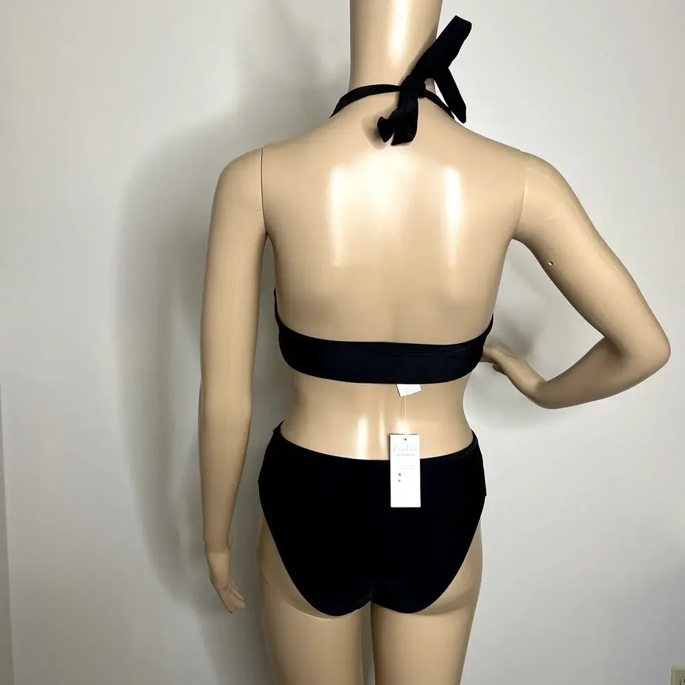 Cupshe Black Mesh Halter Bikini